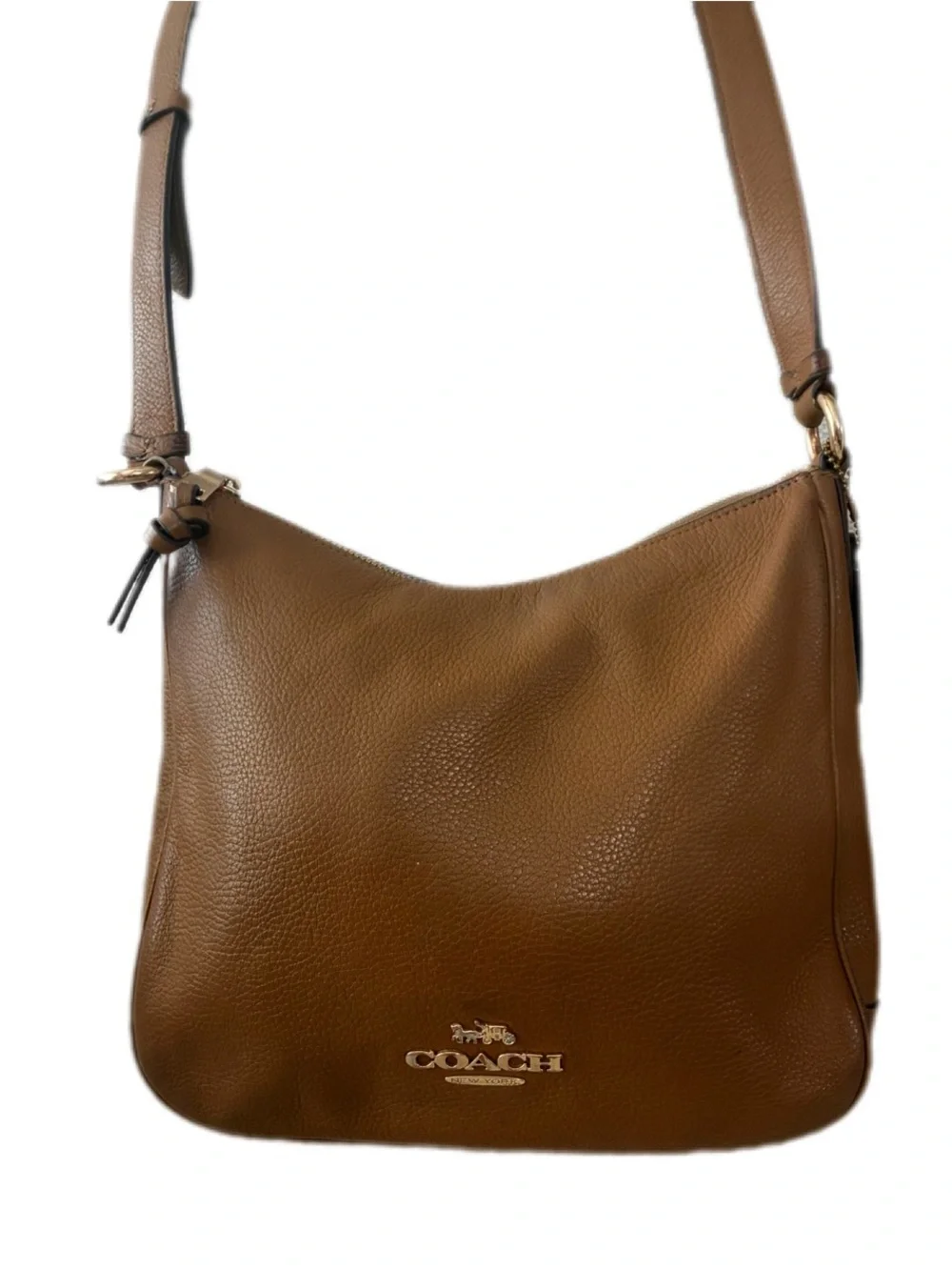 Coach EUC Ellie File Bag Pebbled Leather Crossbody Light Saddle N9G2278-C1648